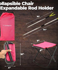 Kids Fishing Pole And Reel Combo Starter Set With Tackle Box And Carry Bag, collapsible pink chair and rod holder.