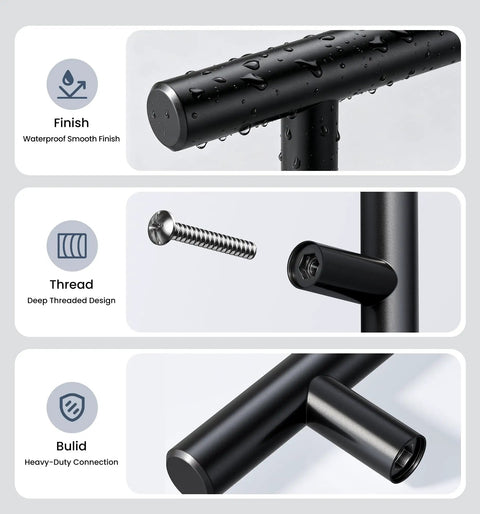 Snag This Set Of Sharp Matte Black Cabinet Handles 30 Pack Heavy Duty Stainless Steel Bar Pulls for kitchen drawers close-up image of waterproof smooth finish and deep threaded design.