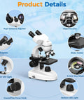 Diagram of Binocular Compound Microscope Kit For Kids And Adults 40X To 1000X Magnification With Dual Mechanical Stage Slides