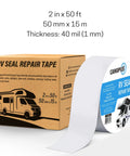 RV Roof Sealant Tape 2 Inch By 50 Feet White Waterproof Leak Patch For Punctures Permanent Seal On Roofs Vents Awnings Tents