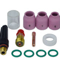 Pro Grade TIG Stubby Gas Lens Collet Bodies Kit for 17 18 26 TIG Torches includes ceramic cups and glass cup