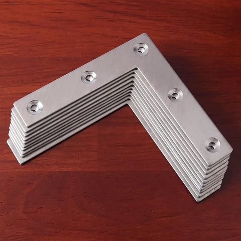 Heavy Duty Stainless Steel Corner Braces Built Like A Tank For Rock Solid Furniture Repair And Diy Fixes Comes In 4 Or 10 Piece Pack Measuring 120X120mm Workhorse Grade on wood surface