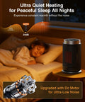 Child sleeping beside Ultra Quiet 1500W Portable Space Heater With Digital Display Ceramic PTC in a dimly lit room.