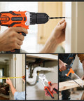 255 Piece Tool Set With 12V Cordless Drill Driver Drawer Style Toolbox Case All In One Home Repair Kit in action at home