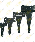 Set of 4 Inch Strap Hinges Heavy Duty Rustproof Classic Antique Shed Door Hinges in varying sizes with holes, black color