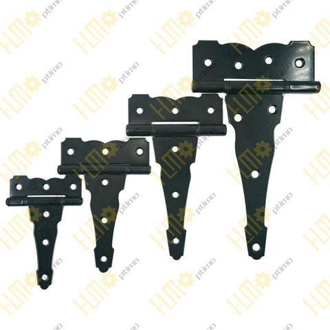 Set of 4 Inch Strap Hinges Heavy Duty Rustproof Classic Antique Shed Door Hinges in varying sizes with holes, black color