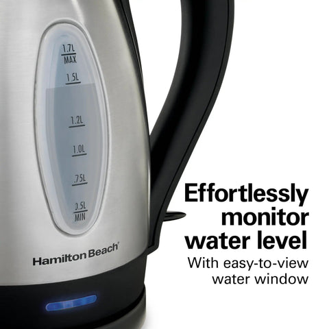 Electric Tea Kettle 1.7 Liter Cordless Boiler With 1500 Watts For Fast Boiling Auto Shutoff And Boil Dry Protection Stainless Steel