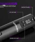 Digital display of Wireless Tattoo Kit For Beginners All In One Rotary Pen Tattoo Gun Set with 8.0V setting on battery
