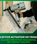 Top Shelf Pneumatic Framing Nailer With Smooth Operator Depth Tweaks And Heavy Duty Aluminum Magazine for precise trigger actuation.