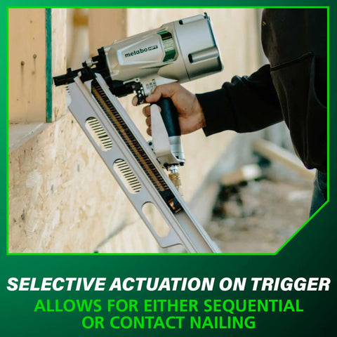 Top Shelf Pneumatic Framing Nailer With Smooth Operator Depth Tweaks And Heavy Duty Aluminum Magazine for precise trigger actuation.