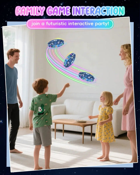Kids Flying Toy Drone With 360 Degree Motion Sensor Gesture Control And LED Lights Indoor Safe UFO Mini Drone in family room