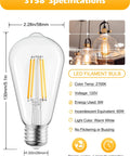 12 Pack Vintage LED Edison Bulbs 6W Like 60W Old School Filament Glow With CRI 80 Plus E26 Base Non Dimmable Clear Glass