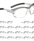 20 pack of Anti Fog Safety Glasses With Retro Gray Frame And Side Shields, Soft Nose Bridge Cushions, ANSI Z87, Clear Lenses