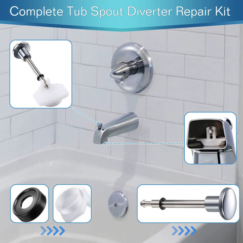 Complete view of Tub Spout Diverter Repair Kit With 2 Diverter Valve Stems, 2 Cup Seals And 2 Gates For Leaky Faucet Repair