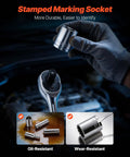 314 Piece Mechanic Tool Set Built Like A Tank With 1/4 3/8 And 1/2 Inch Drive Metric Sockets Ratcheting Wrenches Screwdriver Bits Hella Tough High Grade Chrome Vanadium Storage Box No Sweat Setup For Auto Jobs with stamped marking socket