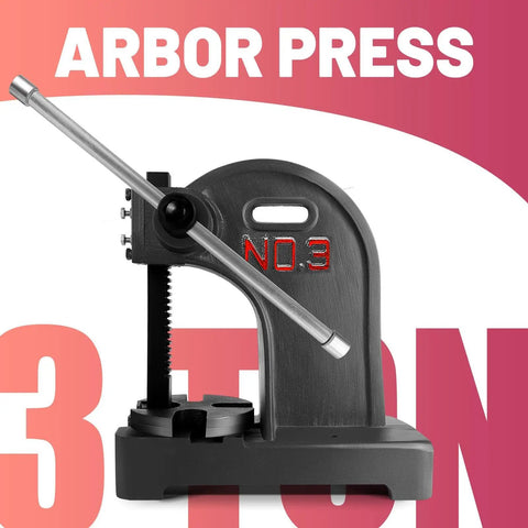 Front view of 3 Ton Arbor Press Desktop Manual For Metal Forming, Plastic Cutting, And Hole Punching, heavy-duty design