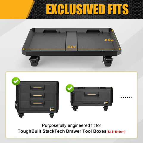 Heavy Duty Tool Box Dolly Built To Haul StackTech Tool Boxes Carbon Steel Cart Base With Four Locking Wheels Mobile Storage