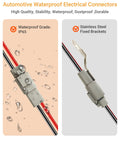 12 AWG 2 Pin DTP Connector 2 Way Waterproof Automotive Electrical Connectors with IP65 grade and stainless steel bracket