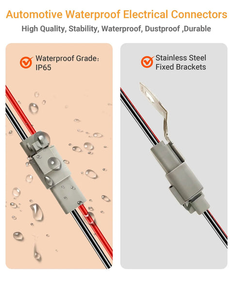 12 AWG 2 Pin DTP Connector 2 Way Waterproof Automotive Electrical Connectors with IP65 grade and stainless steel bracket