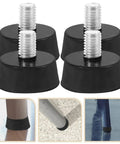 Heavy Duty Rubber Furniture Pads With Screws, Adjustable M10 Feet For Cabinets, Chairs, And Bed Frames on a white background