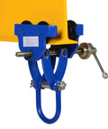 Side view of Steel Quick Install Manual Trolley 4000 Lb Capacity with Four Rollers Lifting Eye and Safety Ring 10 Inch Headroom