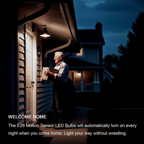 Motion Sensor LED Bulbs With 5500K Daylight No Hassle Auto On Off Lighting For Dusk To Dawn Security Motion Activated 13W 100W Equivalent E26 A19 Outdoor And Indoor 3 Pack Energy Saving on porch light at night