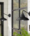 Two Pack Black Wall Lanterns Outdoor Indoor Barn Sconce Lights Classic Modern Gooseneck Exterior Lighting For Farmhouse Style Weatherproof