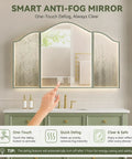 Slick Modern Bathroom Vanity With Floating Sink Cabinet Anti Fog Mirror Seamless Stone Basin On Solid Wood features touch defog control.