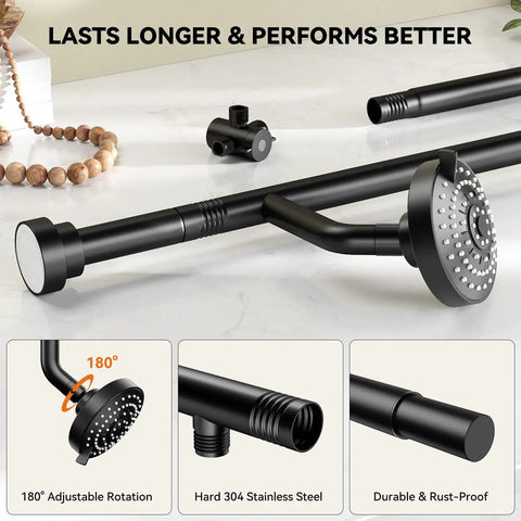 Luxury Dual Shower Head For Couples With Smooth High Pressure Spray Adjustable Angled Arms Matte Black Coating Built Straight For Couple Goals And Chill Spa Vibes In Any Modern Bathroom Setup
