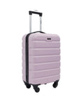 Wrangler 22-inch lilac hardside spinner carry-on luggage with telescoping handle and four spinner wheels.