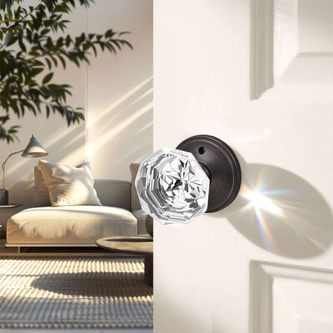 5 Pack Glass Door Knobs With Dope Oil Rubbed Bronze Rosettes For Privacy On Bedroom And Bath Doors Keyless Interior