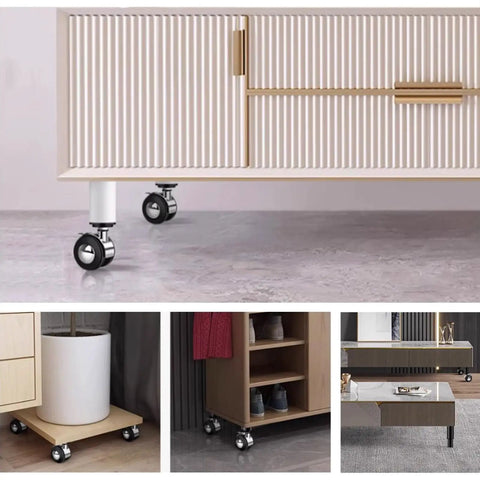 Universal 4 Piece Furniture Leg Set With Swivel Plate And Silent Rolling Wheels Adjustable Height on various furniture
