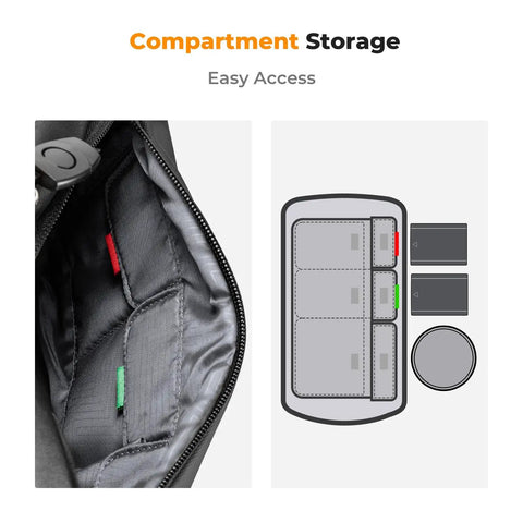 Interior compartments of 2 In 1 Sling Bag For Dope Everyday Carry And Photo Gear, Crossbody Camera Backpack layout view