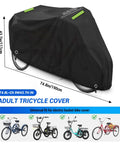 All-Weather 3 Wheel Trike Cover For Electric Bikes, Beefy Built-To-Last 600D Oxford Fabric With Reflective Strip, Tough All-Season Protection For Roadtrike And Similar E-Trikes, Windproof And Tear-Resistant Black, 74.8 x 29.9 x 43.7 in