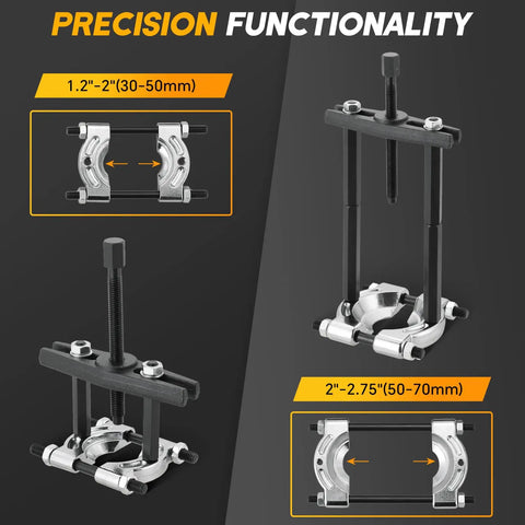 Heavy Duty 5 Ton Bearing Puller Set With 2 Inch And 3 Inch Jaws, Bearing Separator Kit for Cars, ATVs and Light Trucks, side view