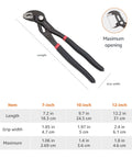 Three Piece Quick Release Groove Joint Pliers Set with Adjustable Slip Joint Pliers Drop Forged Chrome Vanadium Steel Handles