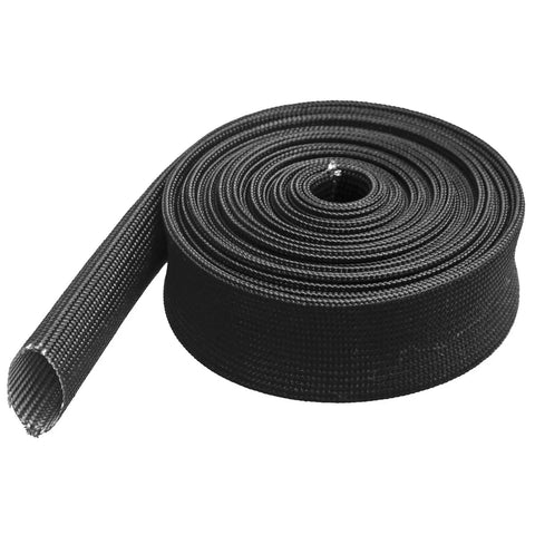 Heat Resistant Fiberglass Shield Sleeve For Car Wires And Hoses, 16 Feet Long, 20mm Inner Diameter, black coiled view
