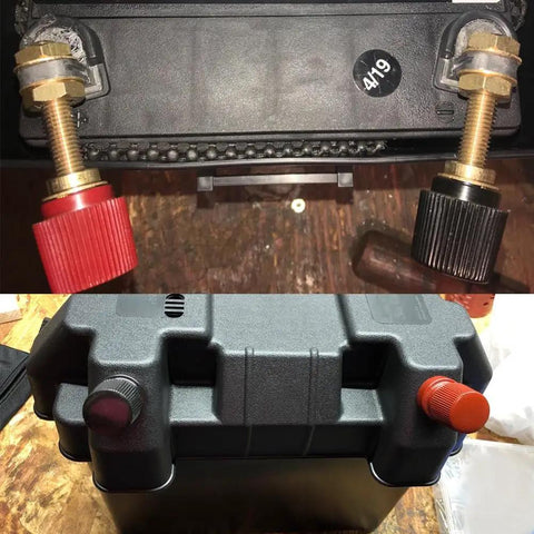 No Sweat M10 Remote Battery Terminals And 250 Amp Jump Post For Quick Terminal Relocation Easy Panel Mount With Solid Brass Core Red Black Pair For Your Ride on battery.