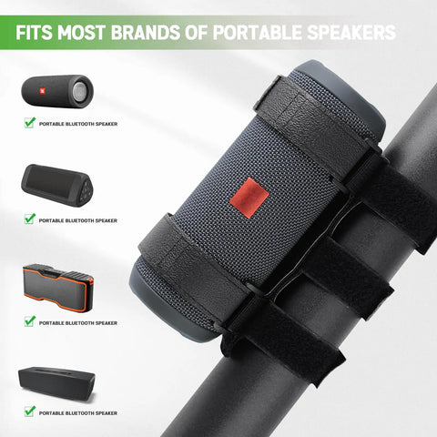 Heavy Duty Portable Speaker Mount With Adjustable Straps For Golf Cart Atv Motorcycle And Bike securing JBL Flip speaker.