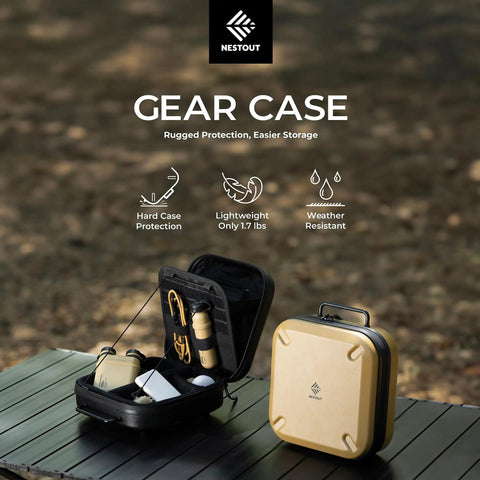 Open Nestout Gear Storage Case Lightweight Hard Shell Water Resistant Zippers Stackable Organizer With Padded Dividers