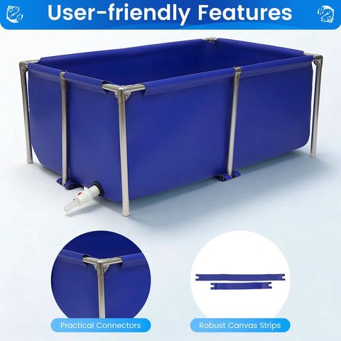 Foldable Canvas Fish Pond With Rustproof Stainless Steel Frame For Koi Prawns Fish And Lobster No Fuss Setup Portable Outdoor Aquarium