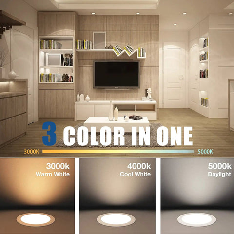 Ultra Slim 4 Inch LED Recessed Downlight 3 Color Temperature Selectable living room display 3000K 4000K 5000K