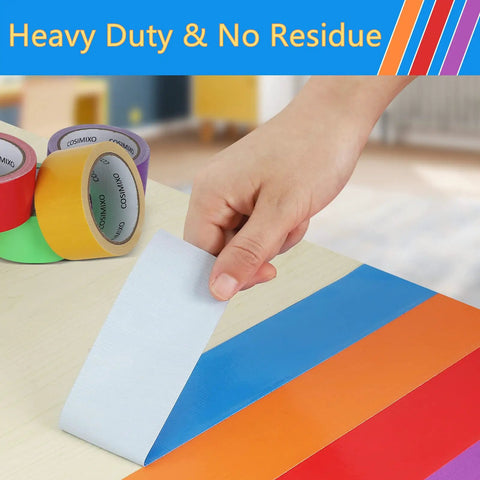 6 Pack Rainbow Colored Duct Tape, 15 Yards Each Roll, 2 Inches Wide, Heavy Duty Tear By Hand, Waterproof And Residue Free