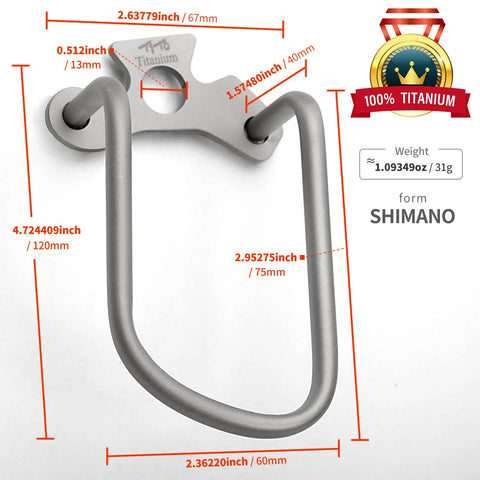 Beefy Titanium Rear Derailleur Guard Rack Protector For Mountain And Road Bikes, SRAM And Shimano Compatible, dimensions shown