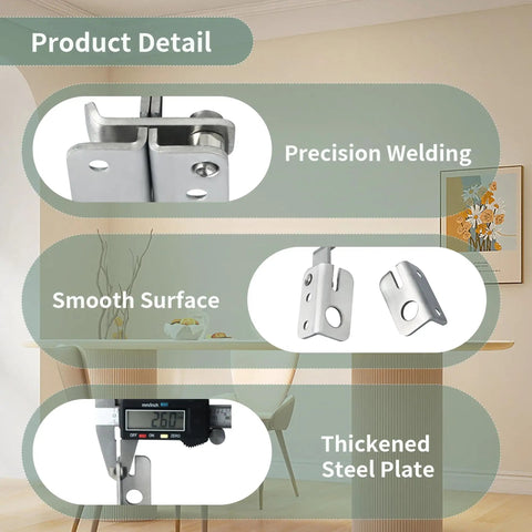 Flip Gate Latch With Padlock Hole Stainless steel door lock showing precision welding, smooth surface, and thickened steel plate details.