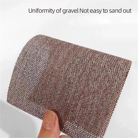 Heavy Duty Mesh Sanding Sheets For Cars And Wood: 90X180mm Dust-Free Dry Sandpaper Strips being held, showing fine texture.