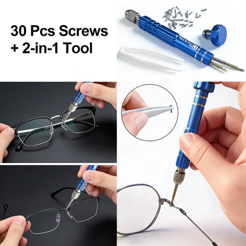 All In One Eyeglass Repair Kit With S2 Steel Screwdriver And Fifteen Screw Sizes For Quick At Home Repairs Of Glasses Frames