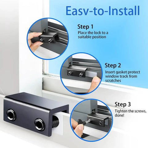 Installation steps for Lock Up Your Spot Tight With These Heavy Duty Black Window Locks 4 Pack Adjustable Sliding Door Security Stops With Keys.