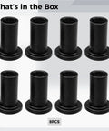M6 Tube Nut Bolt Kit 8 Sets, heavy duty steel connectors shown; 0.5 in outer diameter, 0.3 in pole length, black finish.