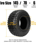 Set Of 2 145/70-6 Tubed Knobby Tires With Inner Tubes For Mini Bikes Quad Go Karts ATVs UTVs Golf Carts Lawn Mowers